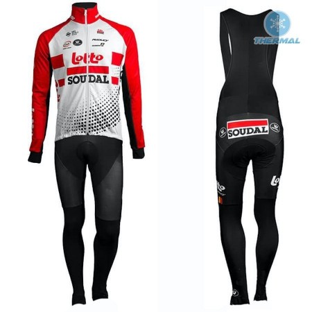 Tenue Cycliste Manches Longues et Collant à Bretelles 2019 Lotto Soudal Hiver Thermal Fleece N001